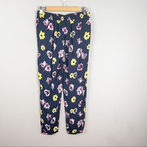 𝅺J Crew Factory Womens Size 4 Blue Floral Soft Pull On Pants Cuffed Lightweight - Picture 2 of 8